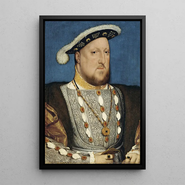 Portrait af Henrik VIII - Hans Holbein den Yngre — indrammet kunstværk på væggen
