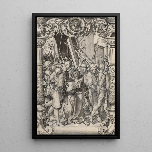 Vitrajlertavle med Kristi bæringskors - Hans Holbein den Yngre — indrammet kunstværk på væggen