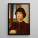Portrait af en ung mand - Hans Memling — indrammet kunstværk på væggen