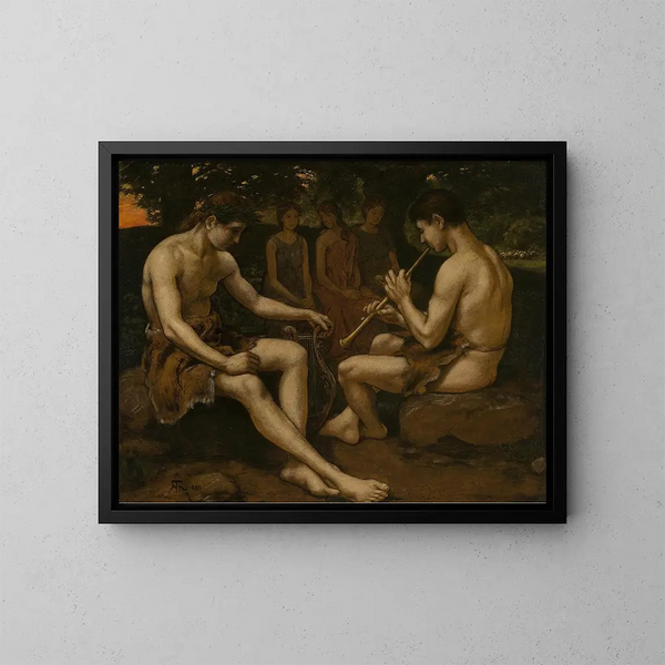 Apollon og Marsyas - Hans Thoma — indrammet kunstværk på væggen