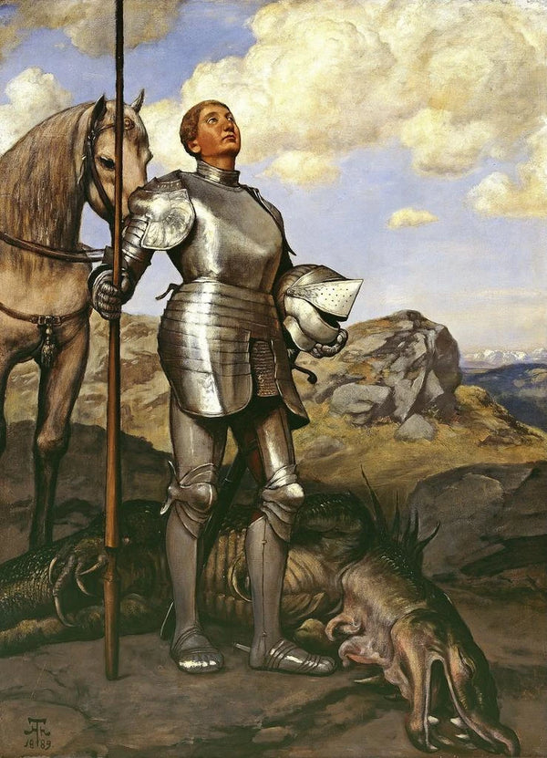 Saint Georges le chevalier - Hans Thoma — indrammet kunstværk på væggen