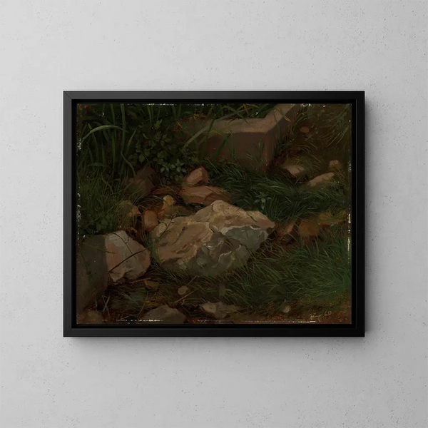 Pierres dans l'herbe - Hans Thoma — indrammet kunstværk på væggen
