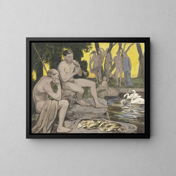 Les Champs Élysées, Nymfer i dans - Hans Thoma — indrammet kunstværk på væggen
