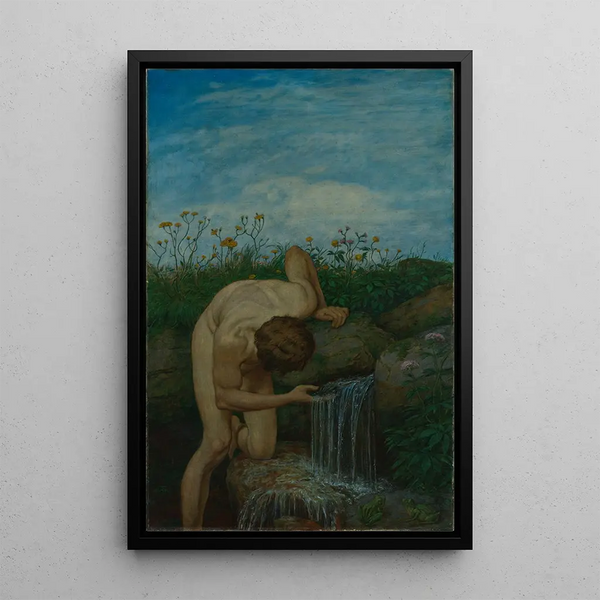 Triptyque La Source - Hans Thoma — indrammet kunstværk på væggen