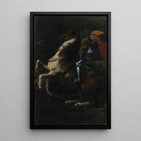 Les Trois Cavaliers II Saint Georges - Hans von Marées — indrammet kunstværk på væggen