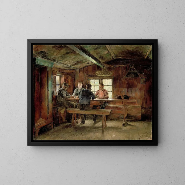 Les Joueurs de cartes - Harriet Backer — indrammet kunstværk på væggen