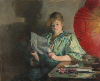 Indendørs aften - Harriet Backer — visning af kunstværket