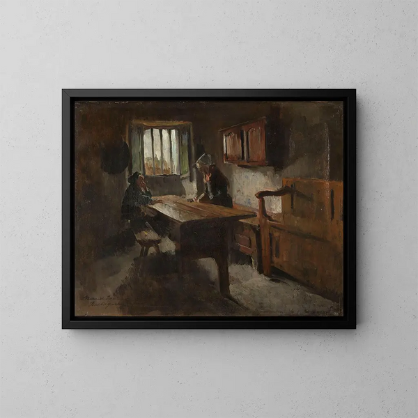 Indendørs gård i Rochefort-en-Terre, Bretagne - Harriet Backer — indrammet kunstværk på væggen