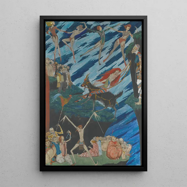 Jeg flyver herfra i et spring til helvede eller hvor som helst for at forlade det - Harry Clarke — indrammet kunstværk på væggen