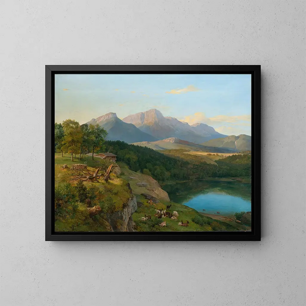 Vue de l'Untersberg dans le pays de Berchtesgaden - Heinrich Brandes — indrammet kunstværk på væggen