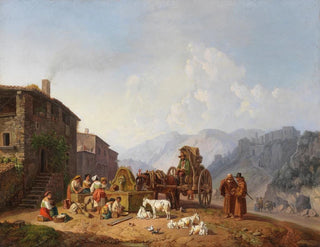 Heinrich Brkel - Am Dorfbrunnen in den italienischen Bergen.webp