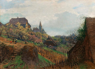 Vue de Weienkirchen depuis un vignoble dans la région de Wachau - Heinrich Tomec — visning af kunstværket