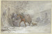 Heinrich Winter | Ferme en hiver, un cheval est conduit à l'écurie par le cocher — visning af kunstværket