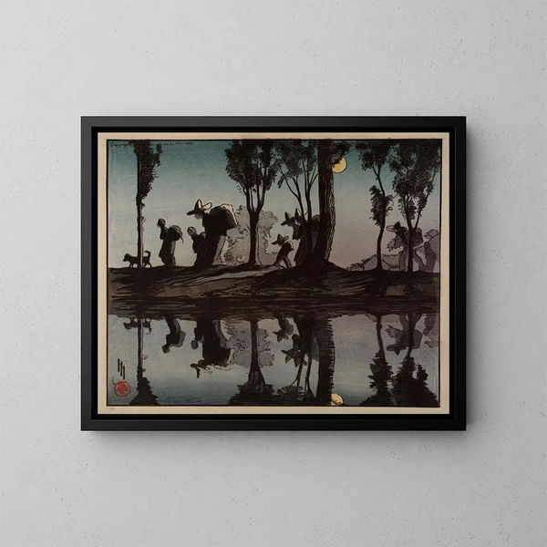 månebelyst kanal Viga - Helen Hyde — indrammet kunstværk på væggen