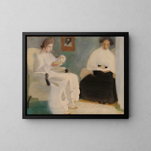 Filles lisant - Helene Schjerfbeck — indrammet kunstværk på væggen