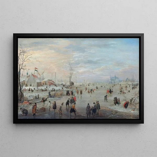 Sur la glace - Hendrick Avercamp — indrammet kunstværk på væggen