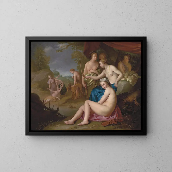 Diane og Callisto - Hendrick Bloemaert — indrammet kunstværk på væggen