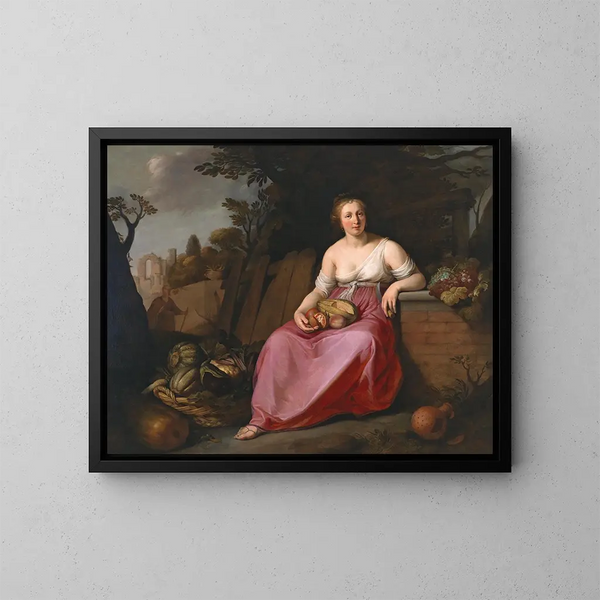 Vertumne og Pomone - Hendrick Bloemaert — indrammet kunstværk på væggen