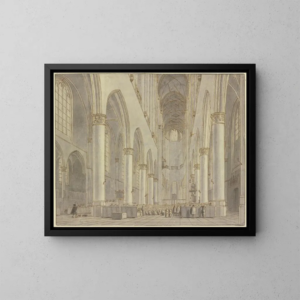 Vue de l'église Saint-Bavon à Haarlem - Hendrick Cornelisz van Vliet — indrammet kunstværk på væggen