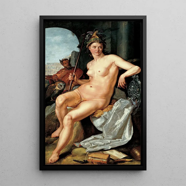 Minerve - Hendrick Goltzius — indrammet kunstværk på væggen