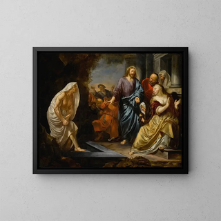 La Résurrection de Lazare - Hendrick Heerschop — indrammet kunstværk på væggen