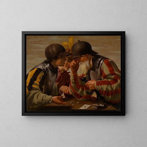 Hendrick Ter Brugghen - Les Joueurs | Maleri — indrammet kunstværk på væggen