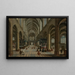 Indre af Antwerpen Domkirke med figurer, der deltager i en messe - Hendrick van Steenwijk den Ældre — indrammet kunstværk på væggen