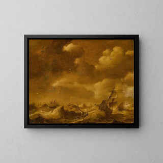 Navigation dans une tempête - Hendrick van Anthonissen — indrammet kunstværk på væggen