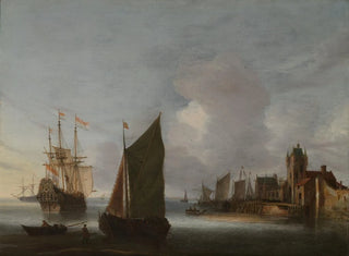 Både nær Zierikzee med Zuidhavenpoort i baggrunden - Hendrick van Anthonissen — visning af kunstværket