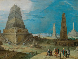 Nimrod, der overvåger opførelsen af Babels tårn - Hendrick van Cleve III — visning af kunstværket