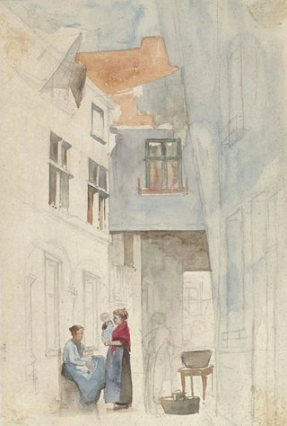 Hendrik Adriaan Christiaan Dekker - Vrouwen met een kind in een steeg.webp