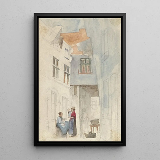 Hendrik Adriaan Christiaan Dekker - Vrouwen met een kind in een steeg.webp