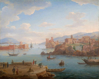 Vue d'un port méditerranéen - Hendrik Frans van Lint — visning af kunstværket