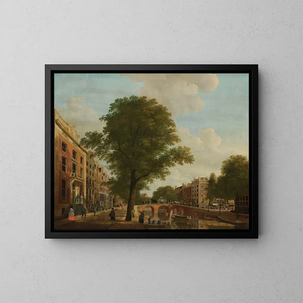 Vue du Herengracht près de la Leidsestraat à Amsterdam - Hendrik Keun — indrammet kunstværk på væggen