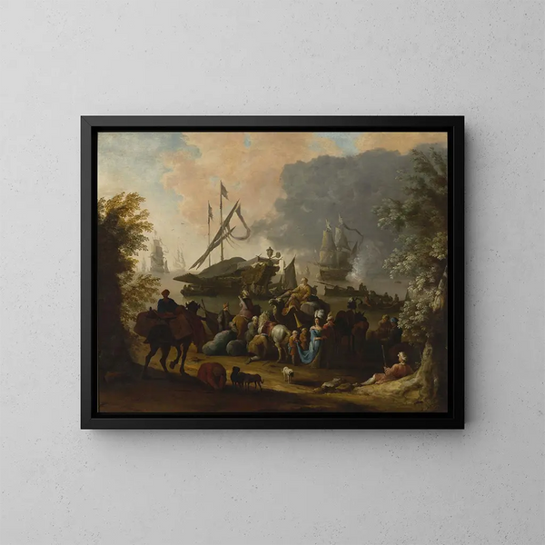 Scène dans un port oriental - Hendrik van Minderhout — indrammet kunstværk på væggen