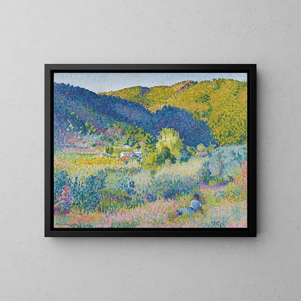 Landskab af Maures-bjergkæden - Henri-Edmond Cross — indrammet kunstværk på væggen