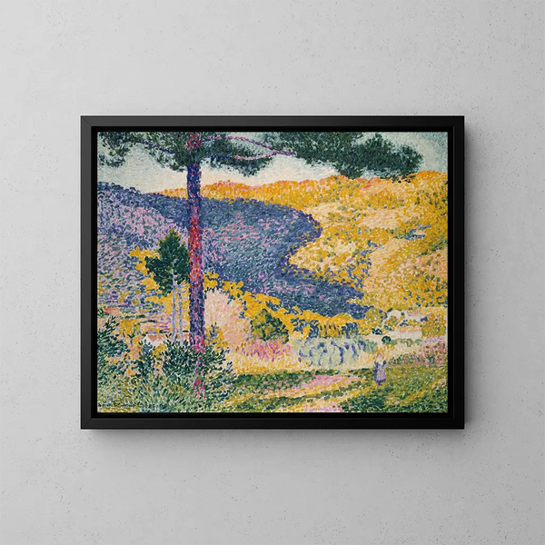 Vallée med skygge af grantræer på bjerget - Henri-Edmond Cross — indrammet kunstværk på væggen