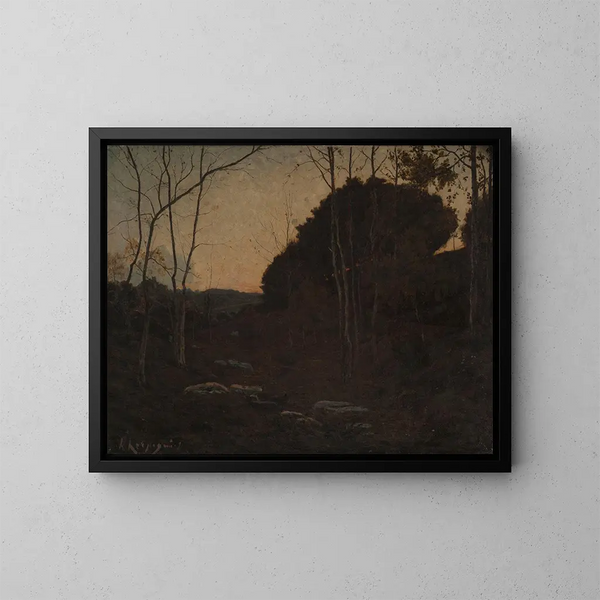 Clairière en forêt de Fontainebleau - Henri-Joseph Harpignies — indrammet kunstværk på væggen