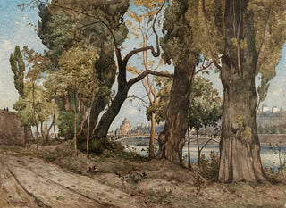 La Seine à Paris set fra Institutet - Henri-Joseph Harpignies — visning af kunstværket