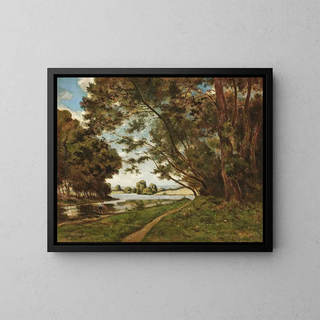 Le Sentier auprès de la rivière - Henri-Joseph Harpignies — indrammet kunstværk på væggen