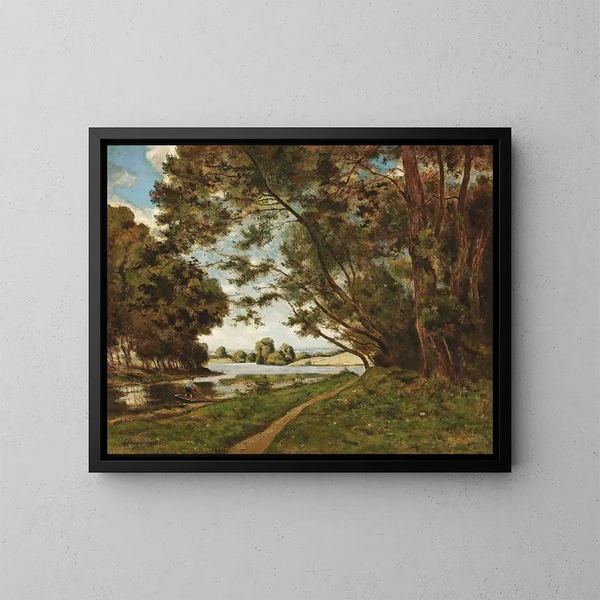 Le Sentier auprès de la rivière - Henri-Joseph Harpignies — indrammet kunstværk på væggen
