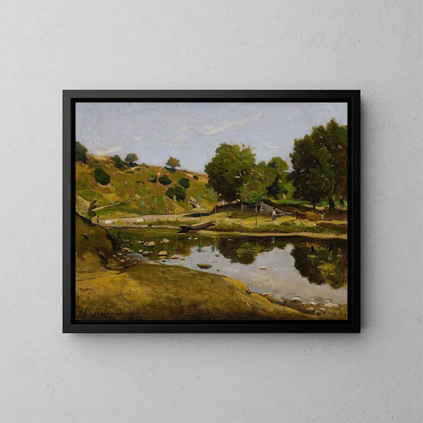 La Loire à Nevers - Henri-Joseph Harpignies — indrammet kunstværk på væggen