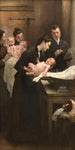 Lærred Maleri af dråben af mælk på dispensaret i Belleville triptyk - Henri Jules Jean Geoffroy — visning af kunstværket