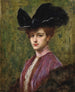 En elegant dame med sort hat - Henri Adrien Tanoux — visning af kunstværket