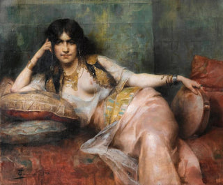 Odalisque med tambourin - Henri Adrien Tanoux — visning af kunstværket