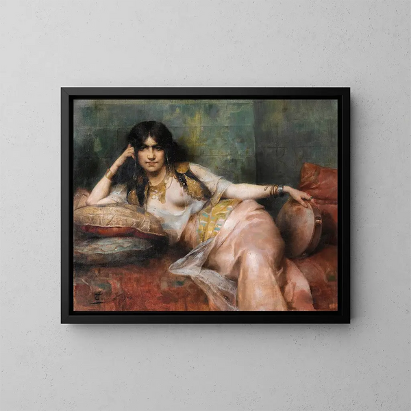 Odalisque med tambourin - Henri Adrien Tanoux — indrammet kunstværk på væggen