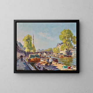 Paris, vue du Pont Neuf - Henri Alphonse Barnoin — indrammet kunstværk på væggen