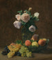 Naturstilleben, vase med roser, ferskner og druer - Henri Fantin-Latour — visning af kunstværket