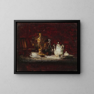 Naturstilleben med samovar - Henri Fantin-Latour — indrammet kunstværk på væggen