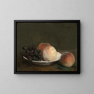 Pærer og druer i en skål af porcelæn - Henri Fantin-Latour — indrammet kunstværk på væggen